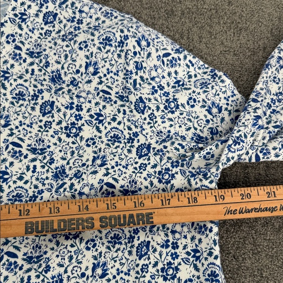 Tuckernuck Dress Wm Medium Bluebell Floral Ditsy Calico Royal Shirt 3/4 Sleeve - Picture 9 of 9